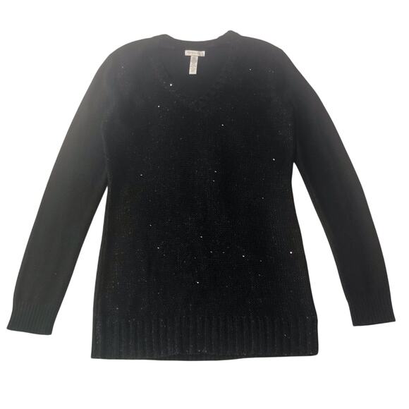 Charter Club Black Sparkle Tunic Sweater V Neck Long Sleeve - Picture 14 of 16
